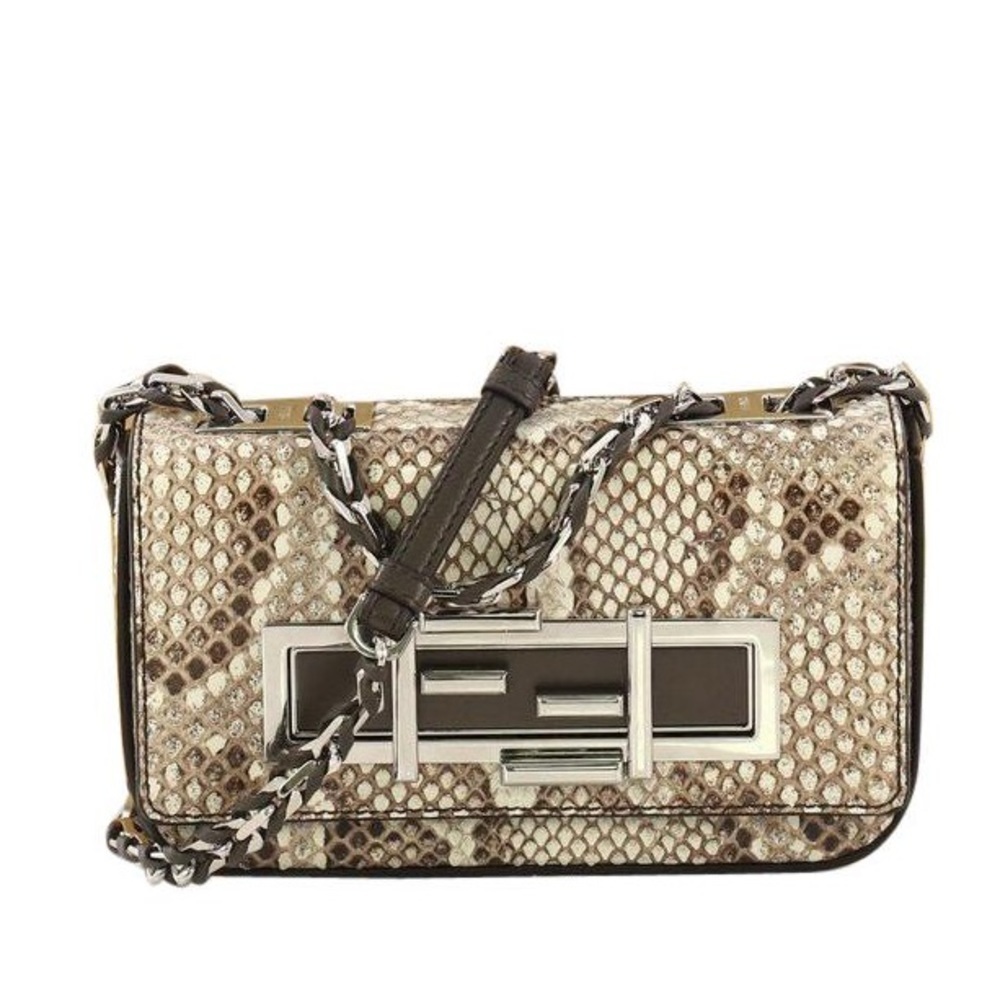 Fendi 3baguette Small Python Leather Chained Cros… - image 1